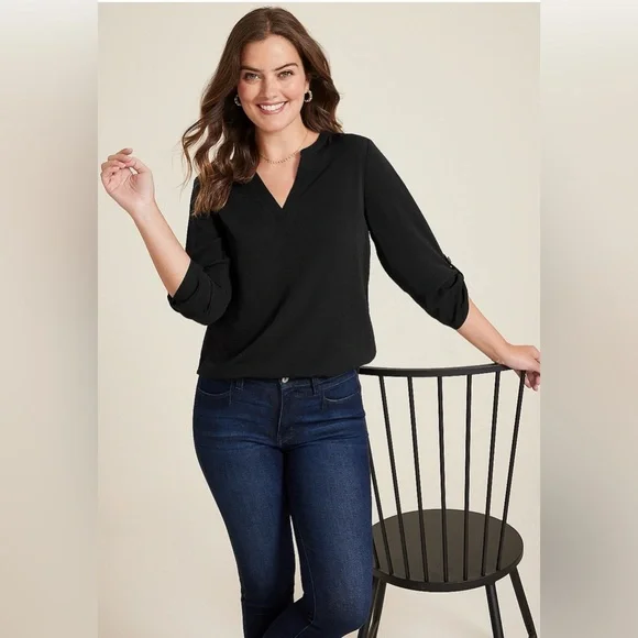 3 Maurice’s brand 3/4 length Atwood Popover Blouses, size large, gently worn. - Picture 10 of 14